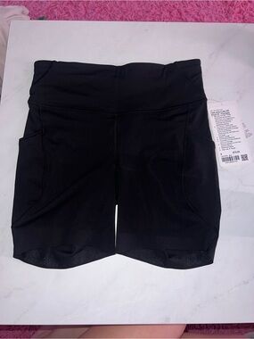 lululemon fast and free black High-Rise short 6” Bike Shorts with Side Pockets